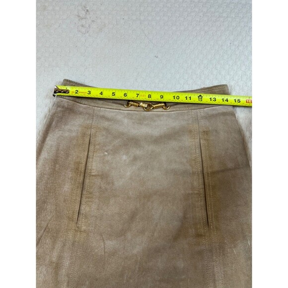 CELINE Leather Skirt Triomphe Buckle Archive Vintage A-Line | Brown | EU Size 40 - Picture 4 of 10